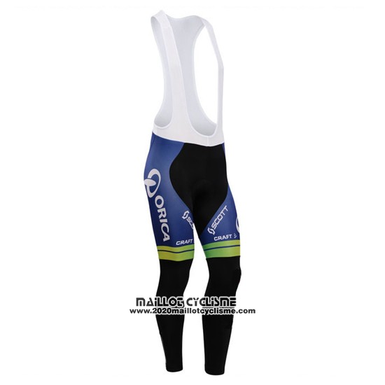 2014 Maillot Ciclismo Orica GreenEDGE Blanc et Bleu Manches Longues et Cuissard